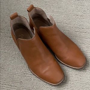Tan leather ankle booties